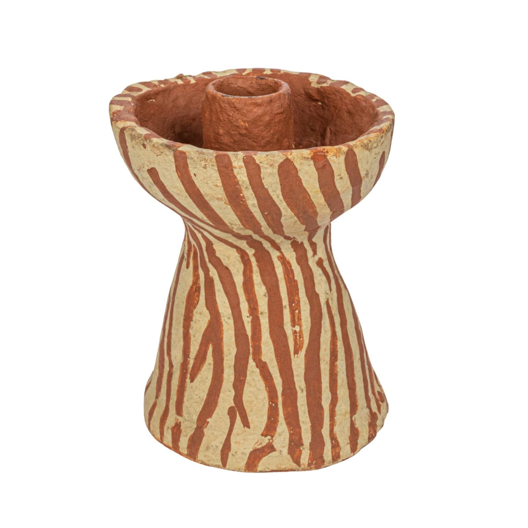 Hello Honey® 5" Round Decorative Hand-Painted Paper Mache Taper Holder